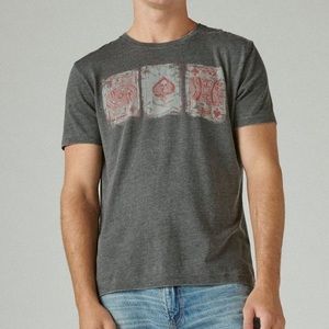 Lucky Brand Burnout Skull Poker Cards Tee | Size Large